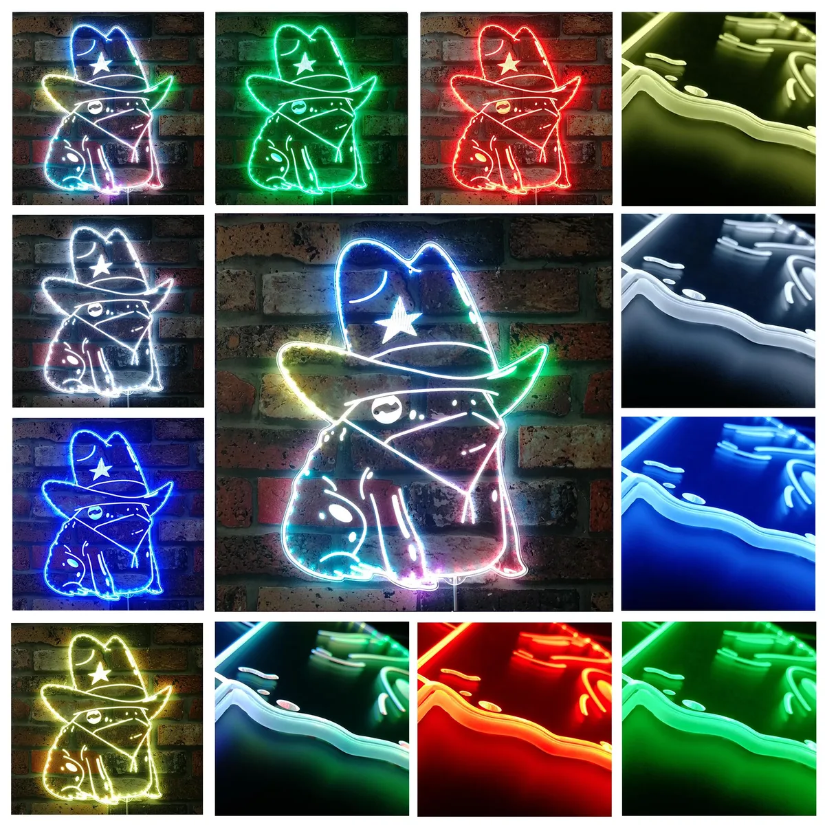 Cowgirl Frog RGB LED Sign