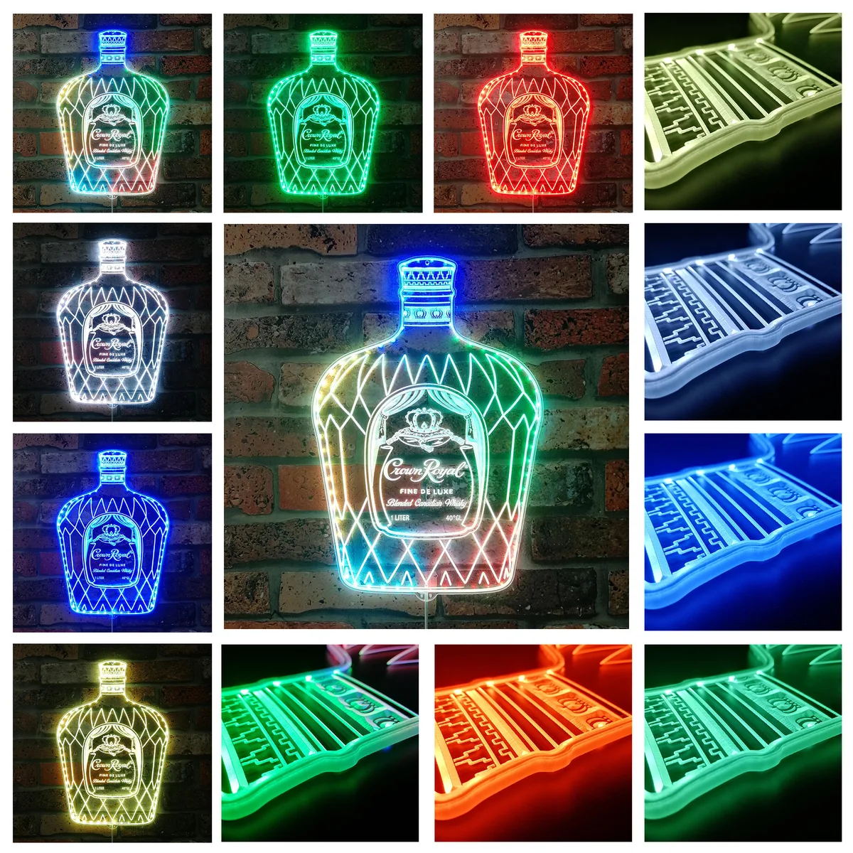Crown Royal Bottle RGB LED Sign