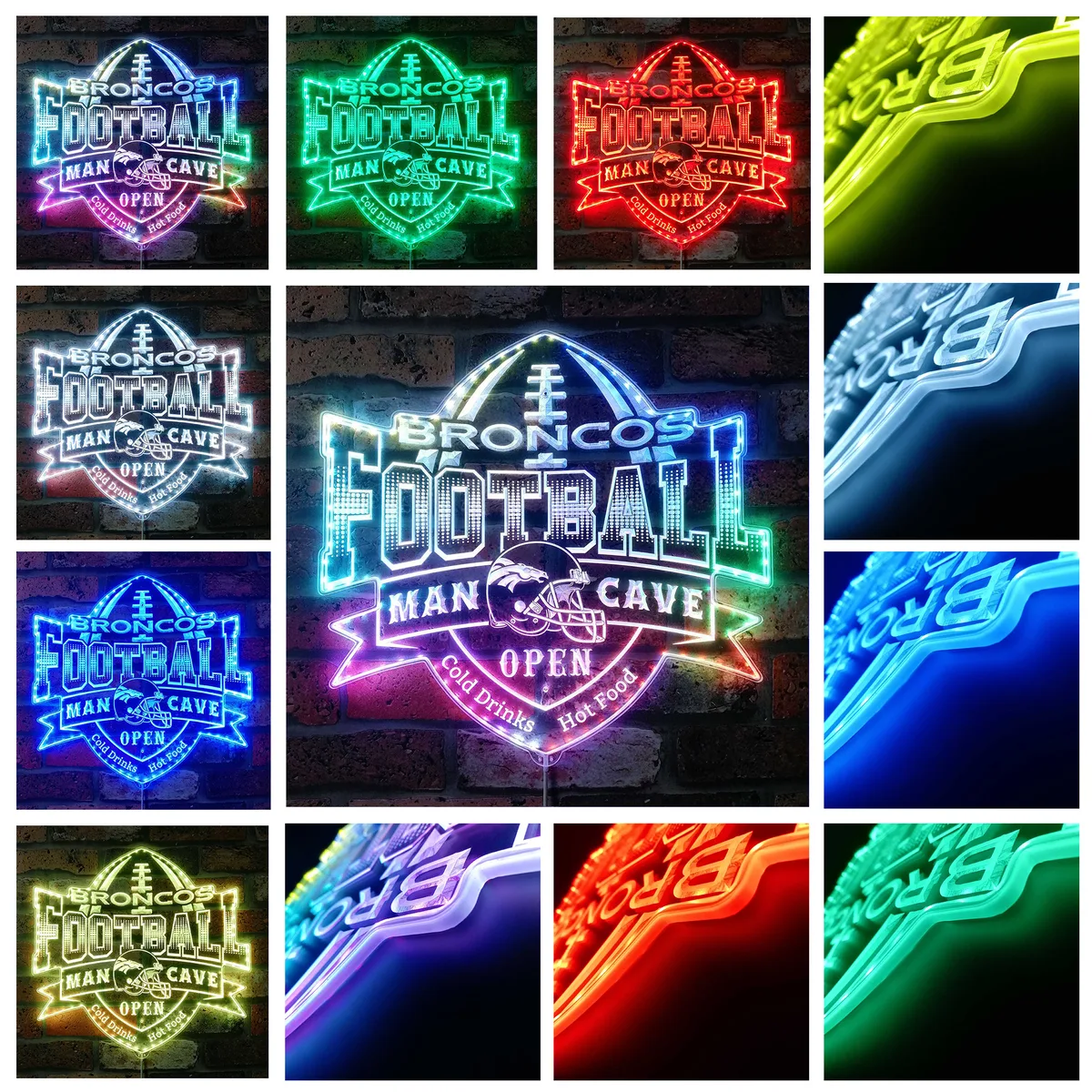 Denver Broncos Man Cave RGB LED Sign