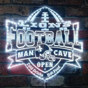 Detroit Lions Man Cave RGB LED Sign