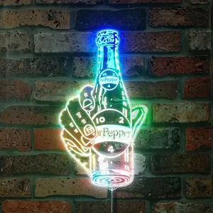 Dr Pepper Bottle in Hand RGB LED Sign