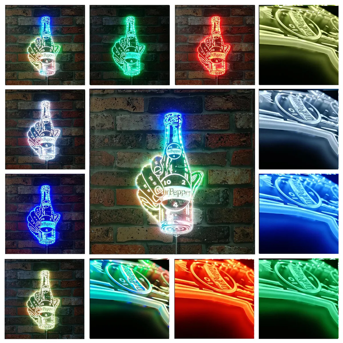 Dr Pepper Bottle in Hand RGB LED Sign