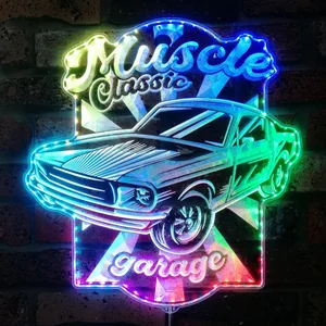 Ford Mustang Garage RGB LED Sign