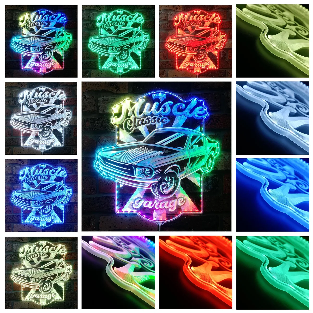Ford Mustang Garage RGB LED Sign