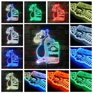 Hamm's Beer Hamms Bear with Can RGB LED Sign