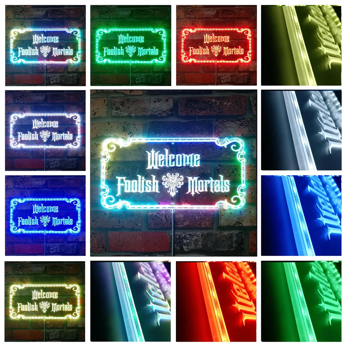 Haunted Mansion Welcome Foolish Mortals RGB LED Sign