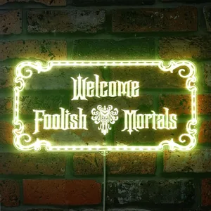 Haunted Mansion Welcome Foolish Mortals RGB LED Sign
