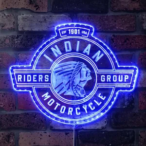 Indian Motorcycle Riders Group Est 1901 RGB LED Sign