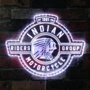 Indian Motorcycle Riders Group Est 1901 RGB LED Sign