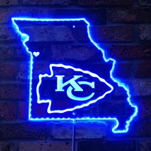Kansas City Chiefs State Map RGB LED Sign