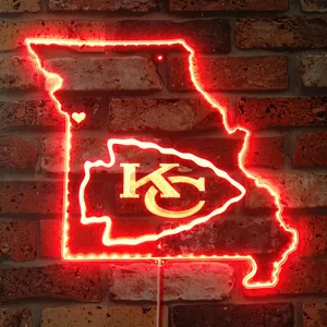 Kansas City Chiefs State Map RGB LED Sign