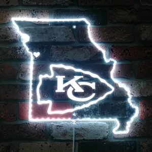 Kansas City Chiefs State Map RGB LED Sign