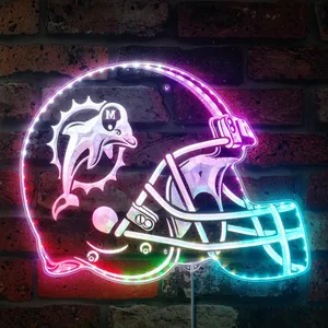 Miami Dolphins Helmet Logo RGB LED Sign