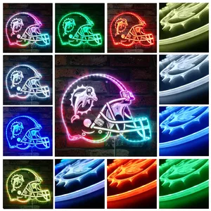 Miami Dolphins Helmet Logo RGB LED Sign