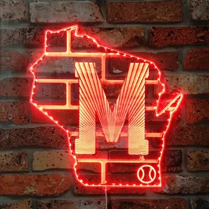 Milwaukee Brewers Classic Baseball State Logo RGB LED Sign