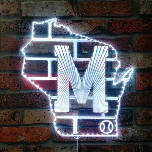 Milwaukee Brewers Classic Baseball State Logo RGB LED Sign