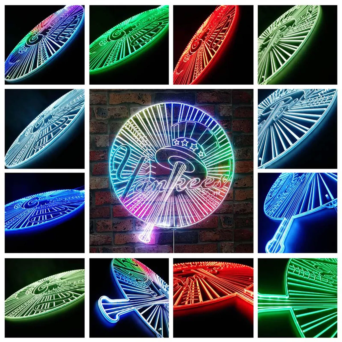 New York Yankees Bat and Hat RGB LED Sign