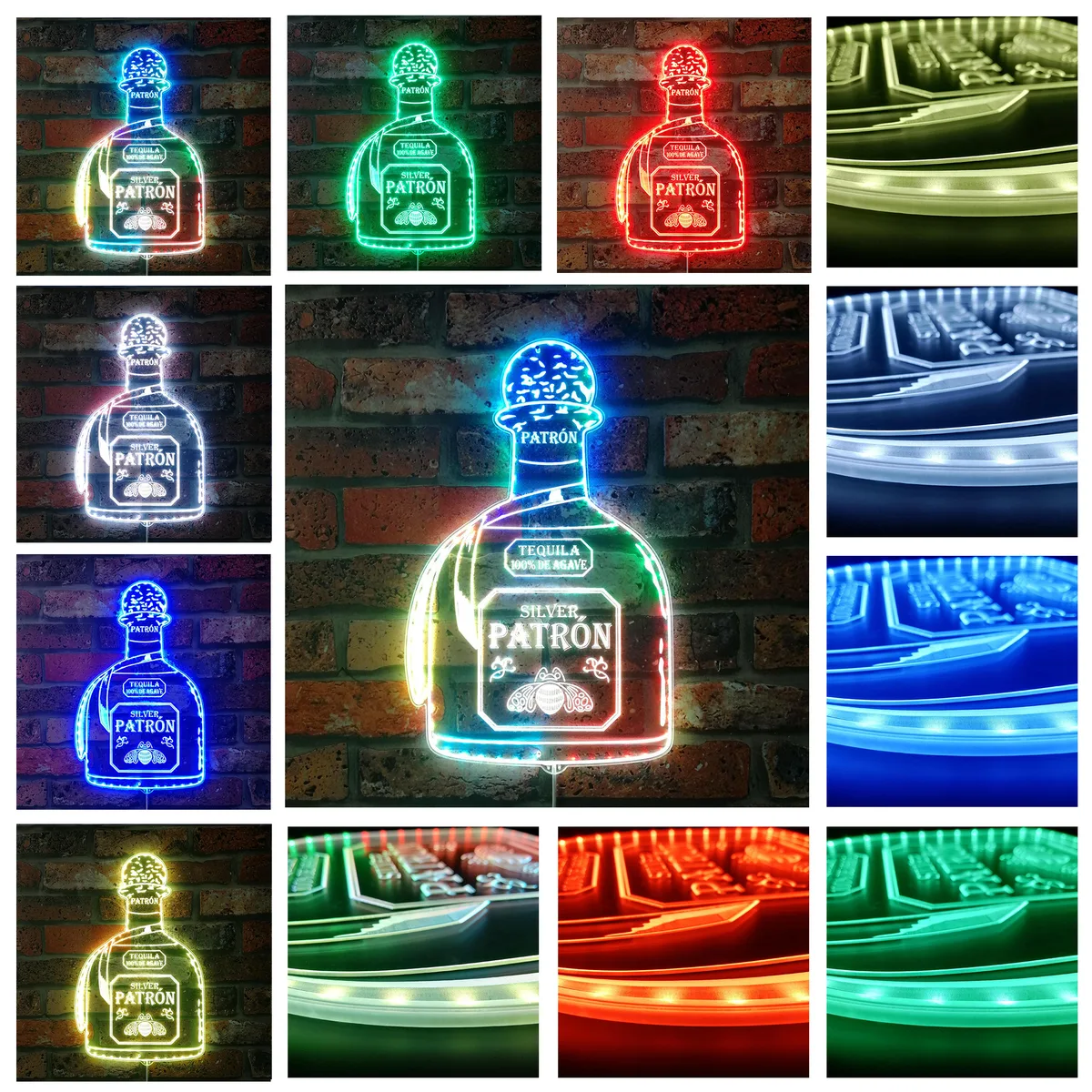 Patron Silver Patron Bottle RGB LED Sign