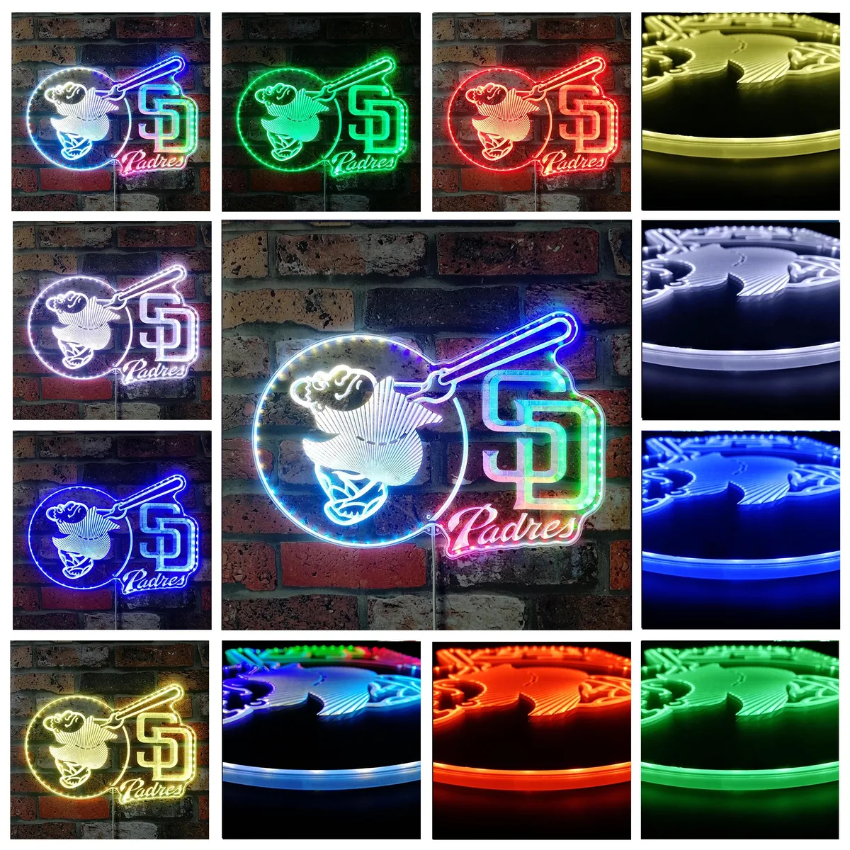 San Diego Padres Friar Swinging Bat RGB LED Sign