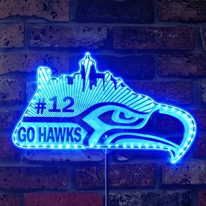 Seattle Seahawks Go Hawks #12 RGB LED Sign