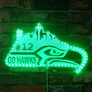 Seattle Seahawks Go Hawks #12 RGB LED Sign