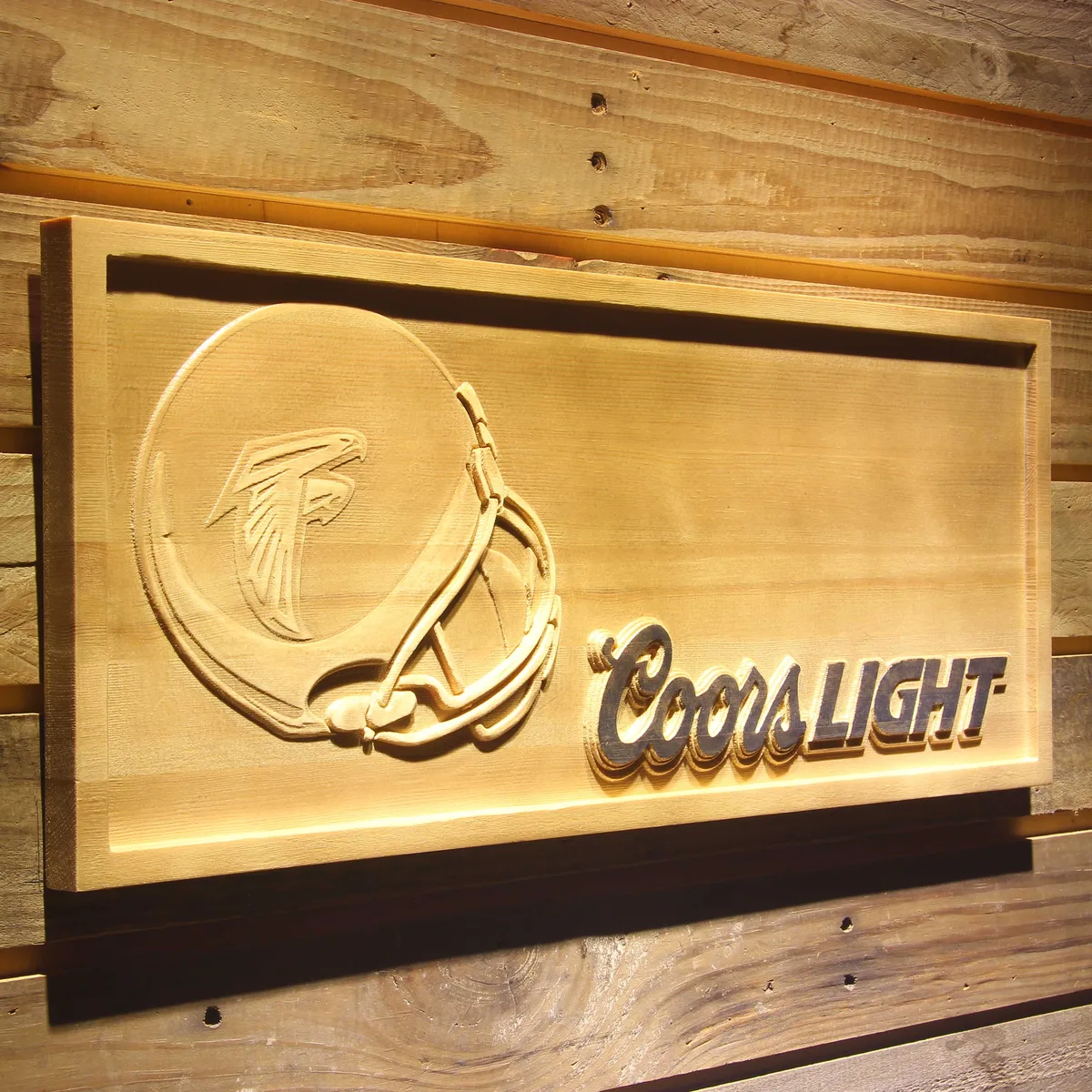 Atlanta Falcons Coors Light Helmet Wood Sign