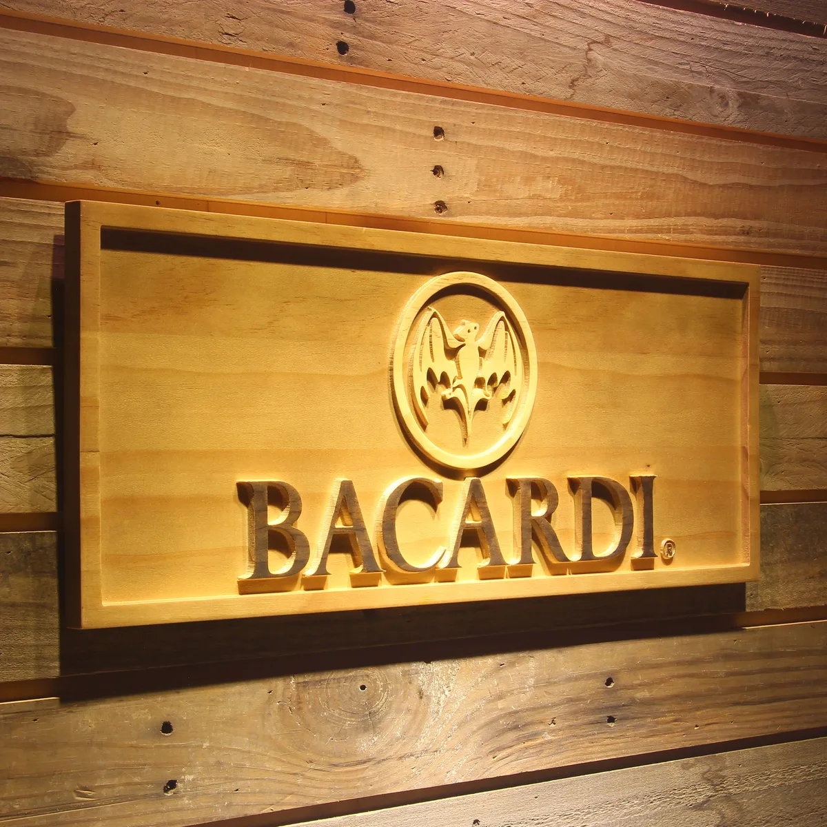 Bacardi Logo Wood Sign