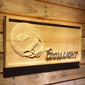 Baltimore Ravens Coors Light Helmet Wood Sign