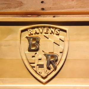 Baltimore Ravens Shield Logo Wood Sign