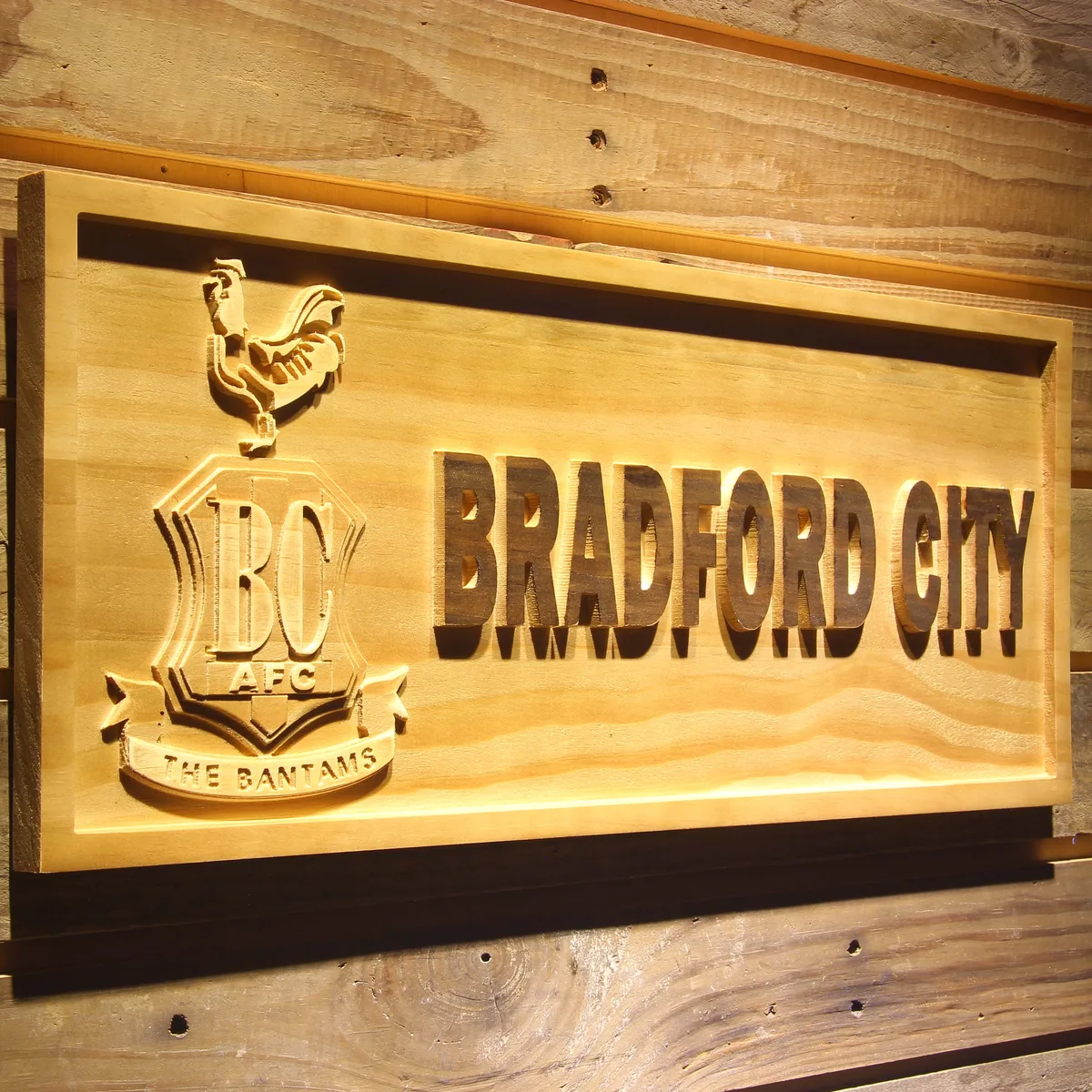 Bradford City AFC Crest Wood Sign