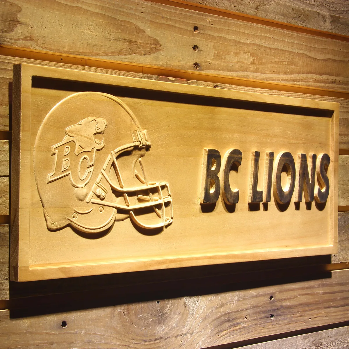 British Columbia Lions Helmet Wood Sign - Legacy Edition
