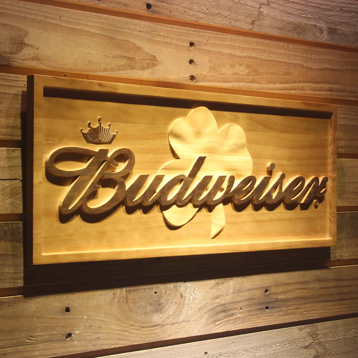 Budweiser Shamrock Outline Wood Sign