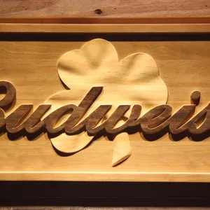 Budweiser Shamrock Outline Wood Sign