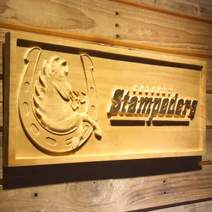 Calgary Stampeders Horseshoe Logo Wood Sign