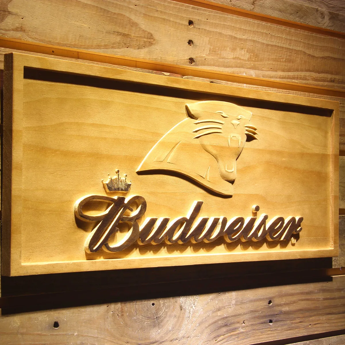 Carolina Panthers Budweiser Wood Sign