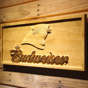 Carolina Panthers Budweiser Wood Sign