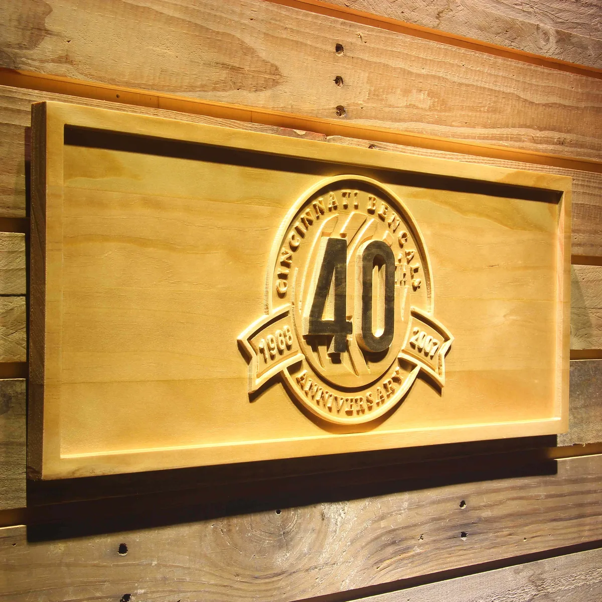 Cincinnati Bengals 40th Anniversary Logo Wood Sign - Legacy Edition