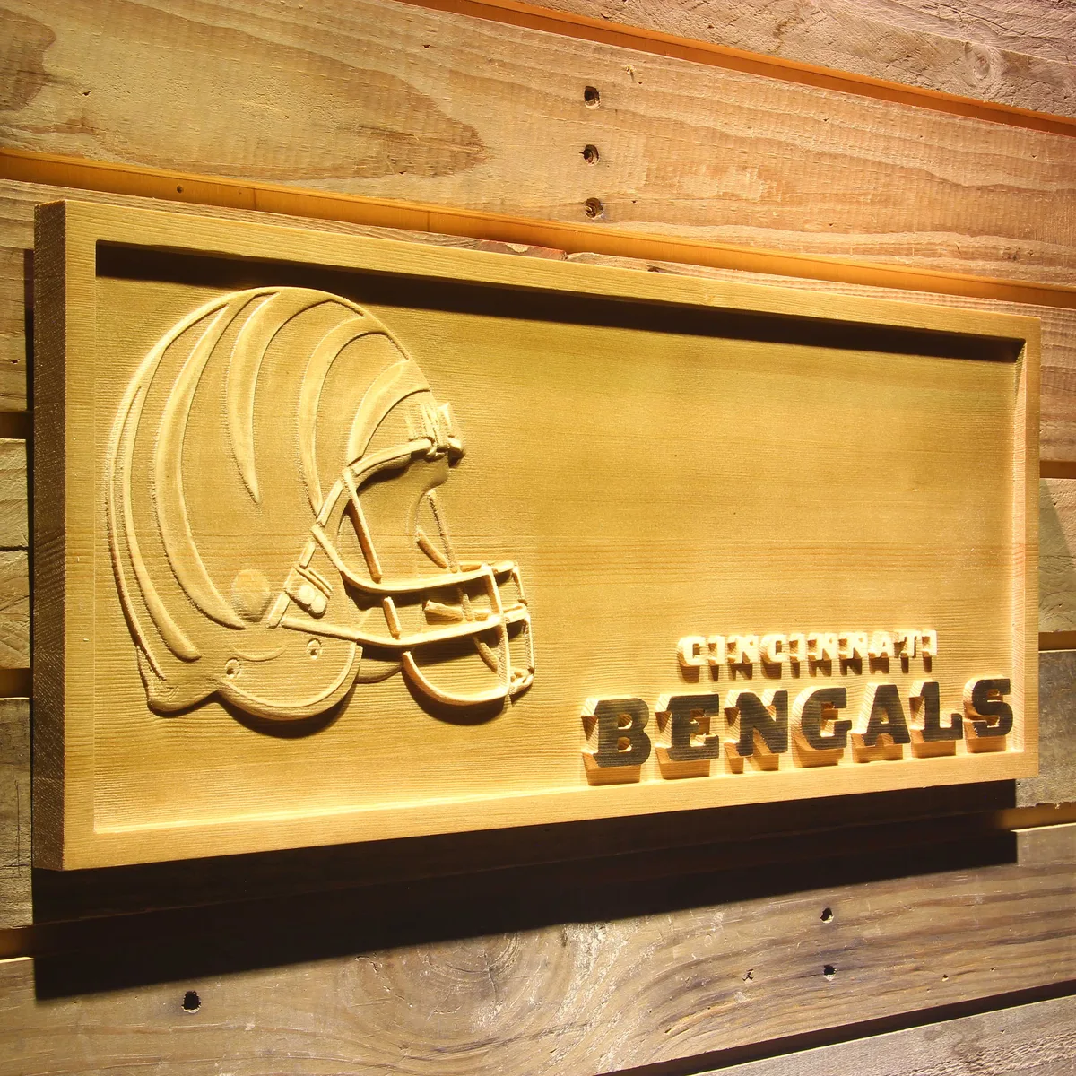 Cincinnati Bengals Helmet Wood Sign