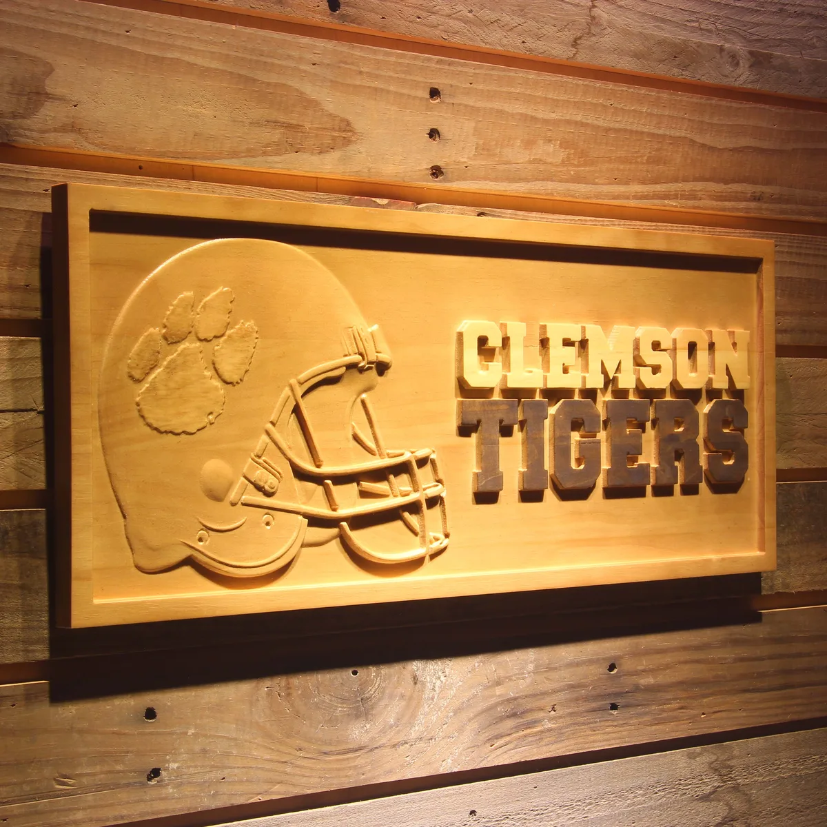 Clemson Tigers Helmet Wood Sign