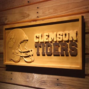 Clemson Tigers Helmet Wood Sign