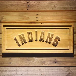 Cleveland Indians Text Wood Sign
