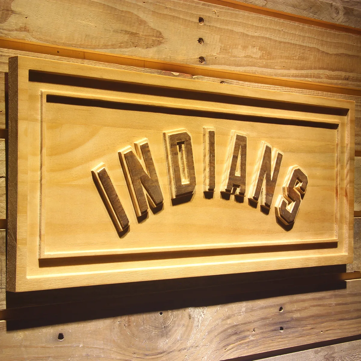 Cleveland Indians Text Wood Sign
