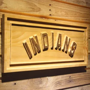 Cleveland Indians Text Wood Sign