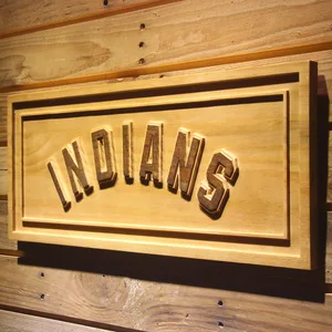 Cleveland Indians Text Wood Sign