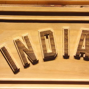 Cleveland Indians Text Wood Sign