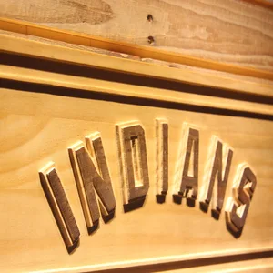 Cleveland Indians Text Wood Sign