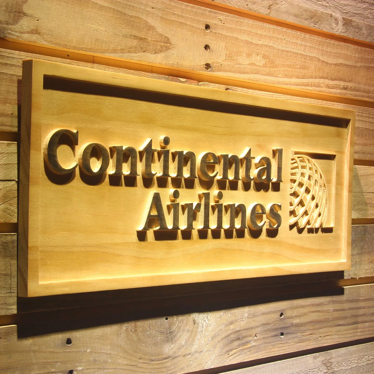 Continental Airlines Wood Sign
