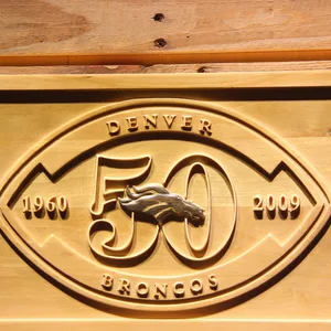 Denver Broncos 50th Anniversary Logo Wood Sign - Legacy Edition