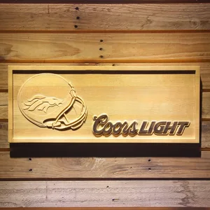Denver Broncos Coors Light Helmet Wood Sign