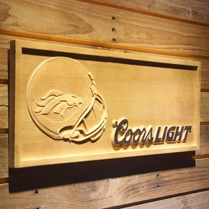 Denver Broncos Coors Light Helmet Wood Sign